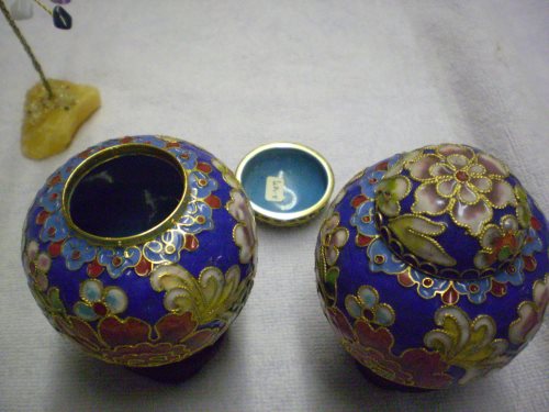 Cloisonne jar, floral design, approximately 3.8 in